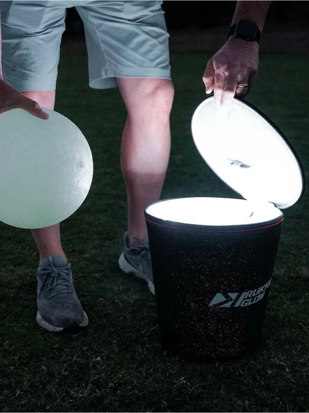 Rukket Glow Black Carrying Bucket with White Glow Dodge Balls (6-Pack) New